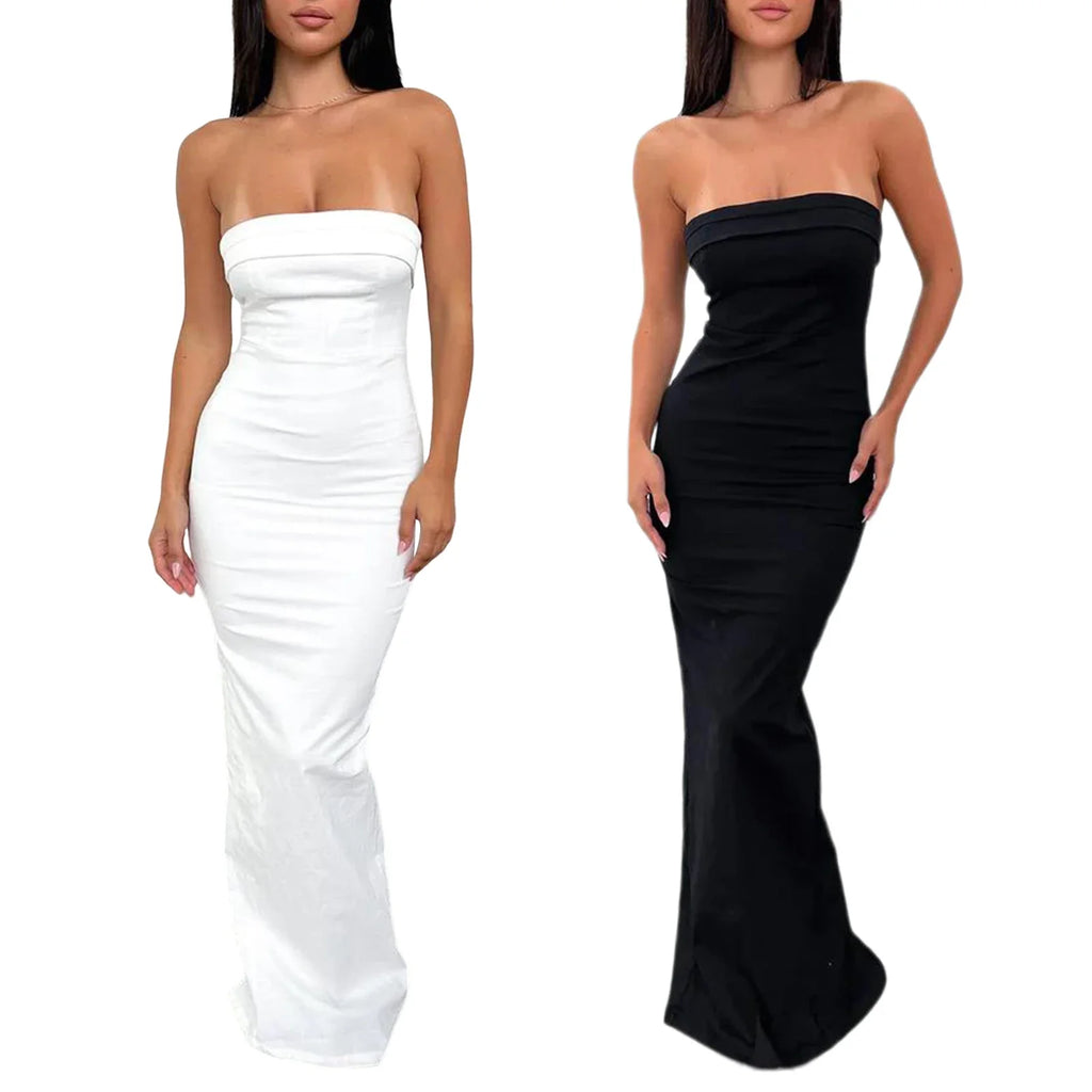 שמלת מקסי סטרפלס אלגנטית - זורי