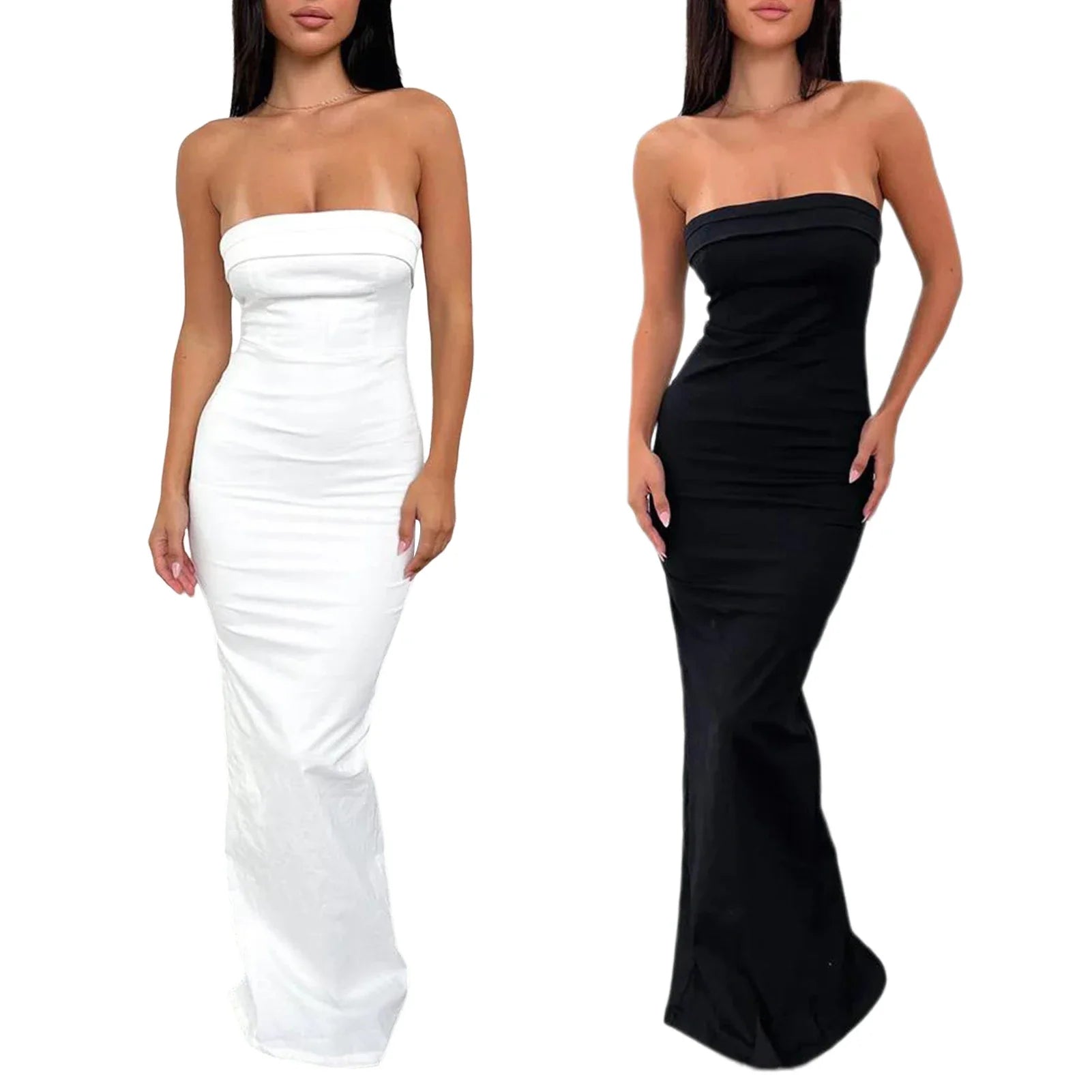 שמלת מקסי סטרפלס אלגנטית - זורי