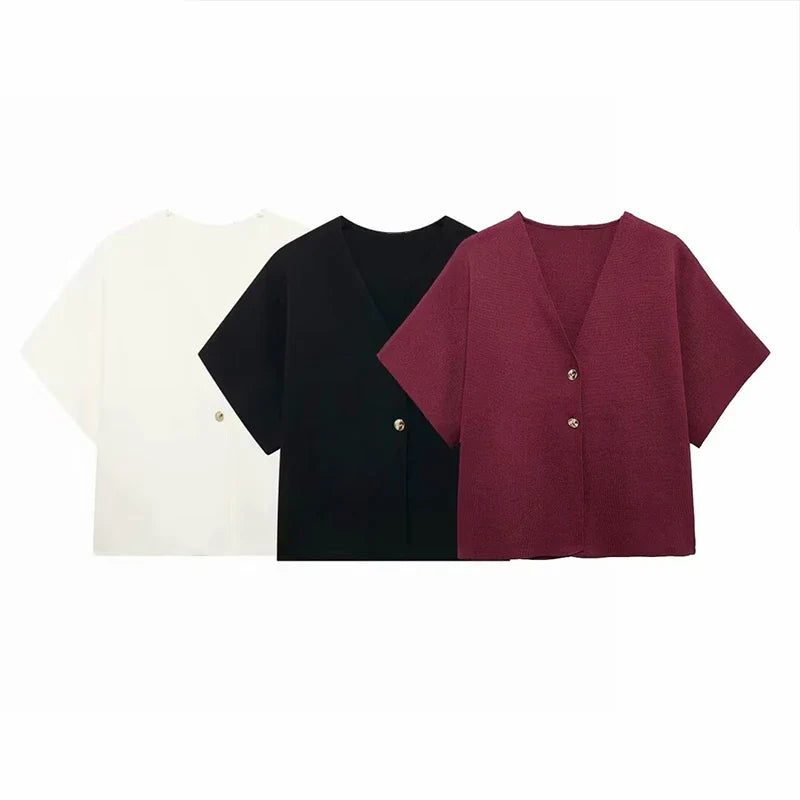 סריג אלגנטי בעיטור כפתורי זהב - נלה