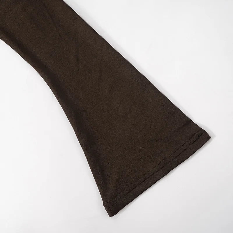 סט שני חלקים טופ כתפיים חשופות בעיטור אבזם וחצאית מקסי גזרה גבוהה - מריאלה