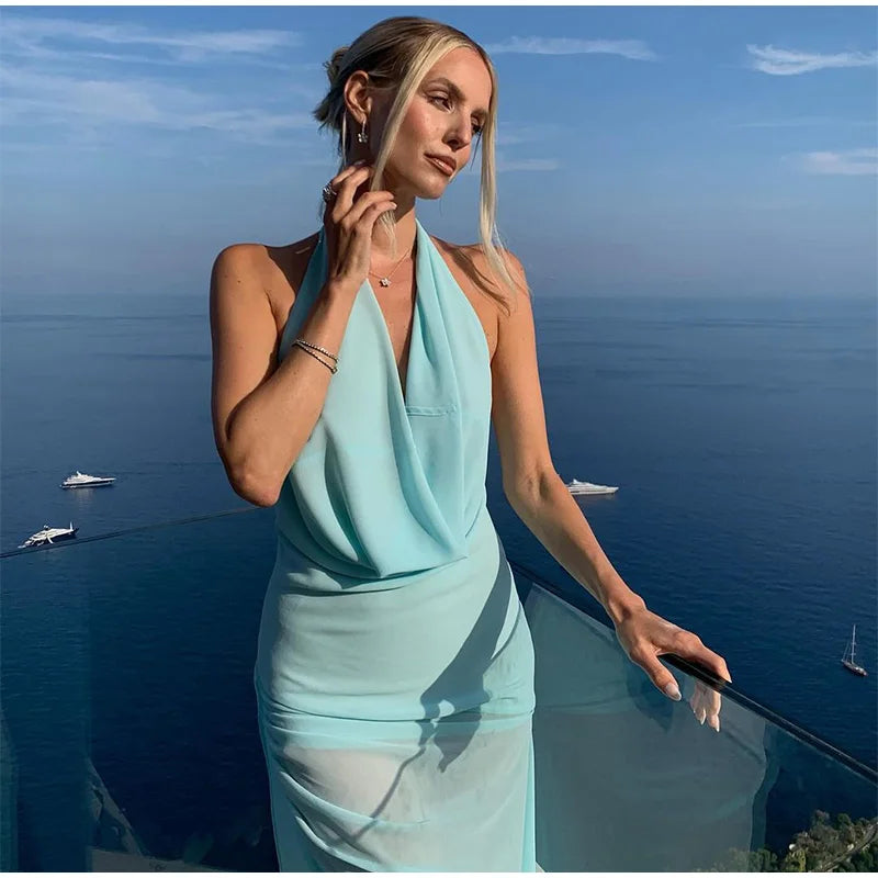 שמלת מקסי קוקטייל - BLUE SKY