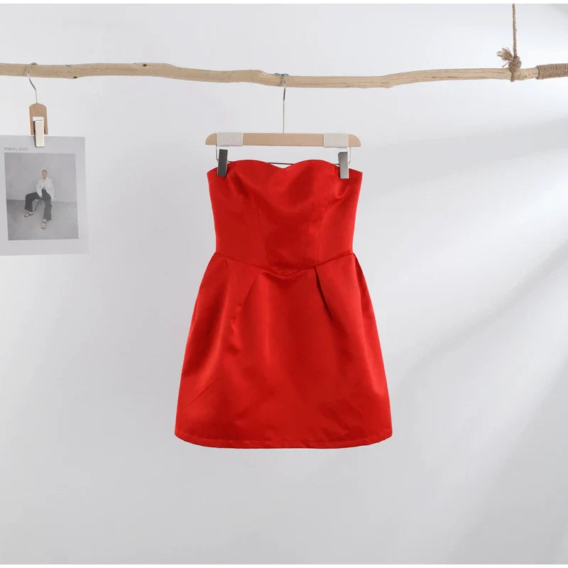 שמלת מיני סאטן אלגנטית בעיצוב יוקרתי - אלינה