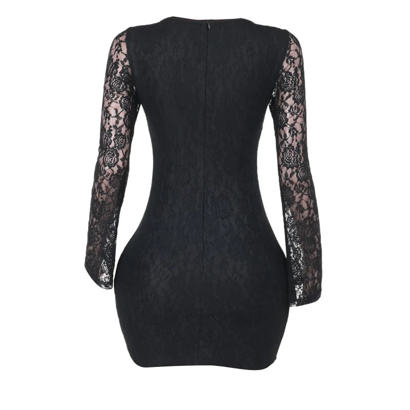 שמלת מיני תחרה בעיטור קשירות - לוריאל