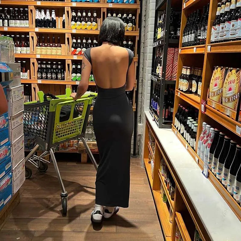 שמלת מקסי צמודה גב פתוח - Elia