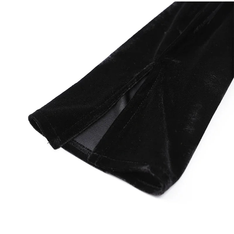 שמלת מיני קטיפה בעיצוב חצאית קיפולים - Ophelia