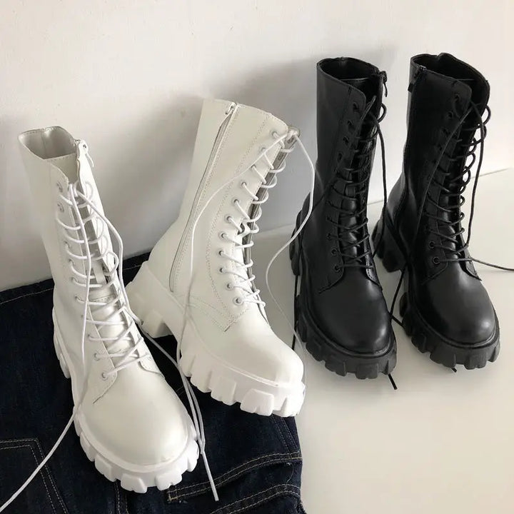 Faux leather rain boots with lace-up design - Martin