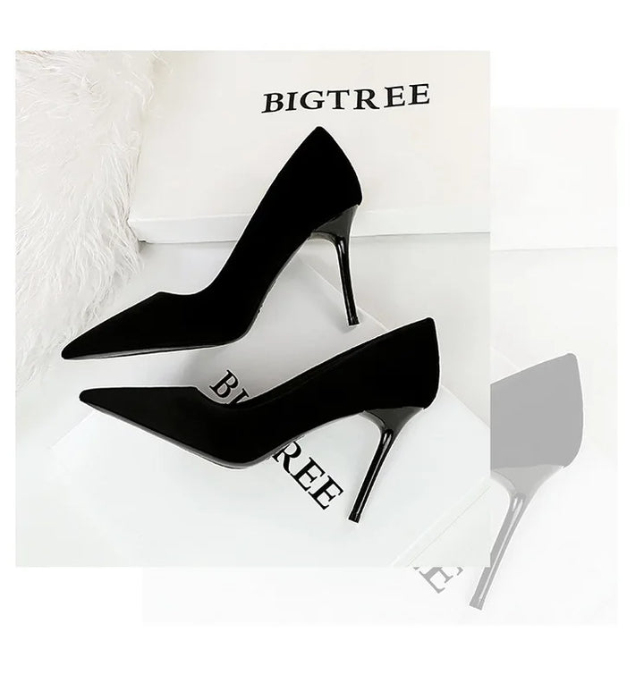 Pointed velvet fabric high heel shoes - Lunar