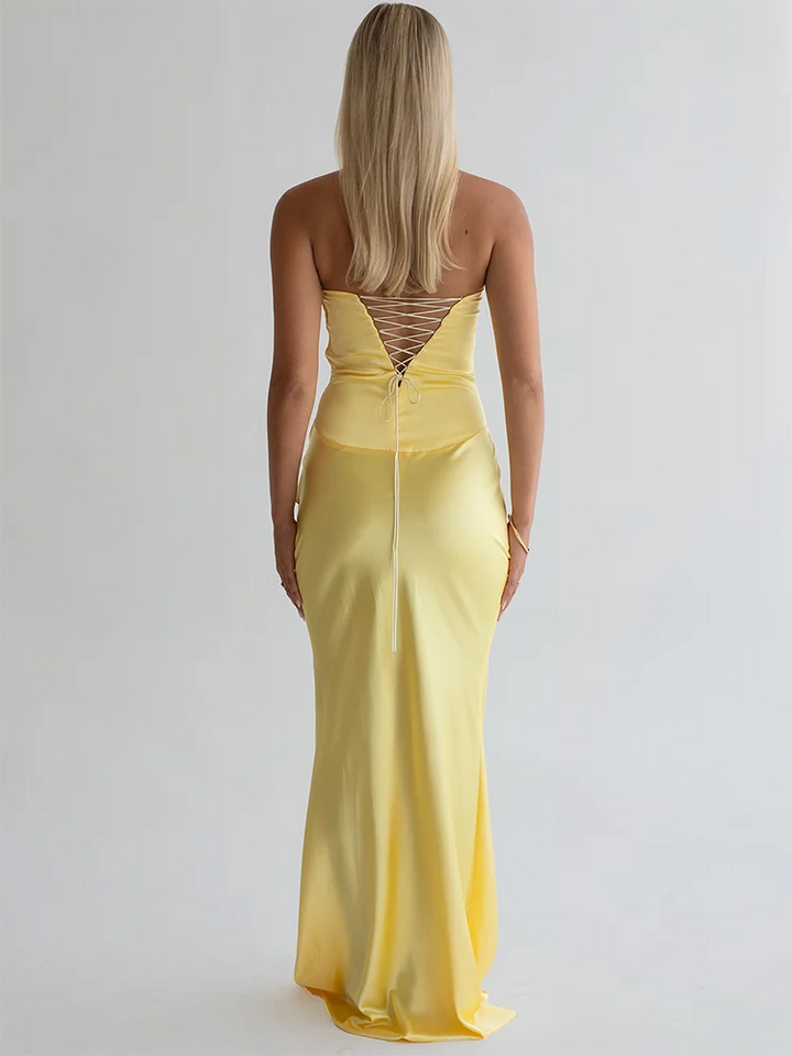Strapless maxi dress with a back tie - ELINA