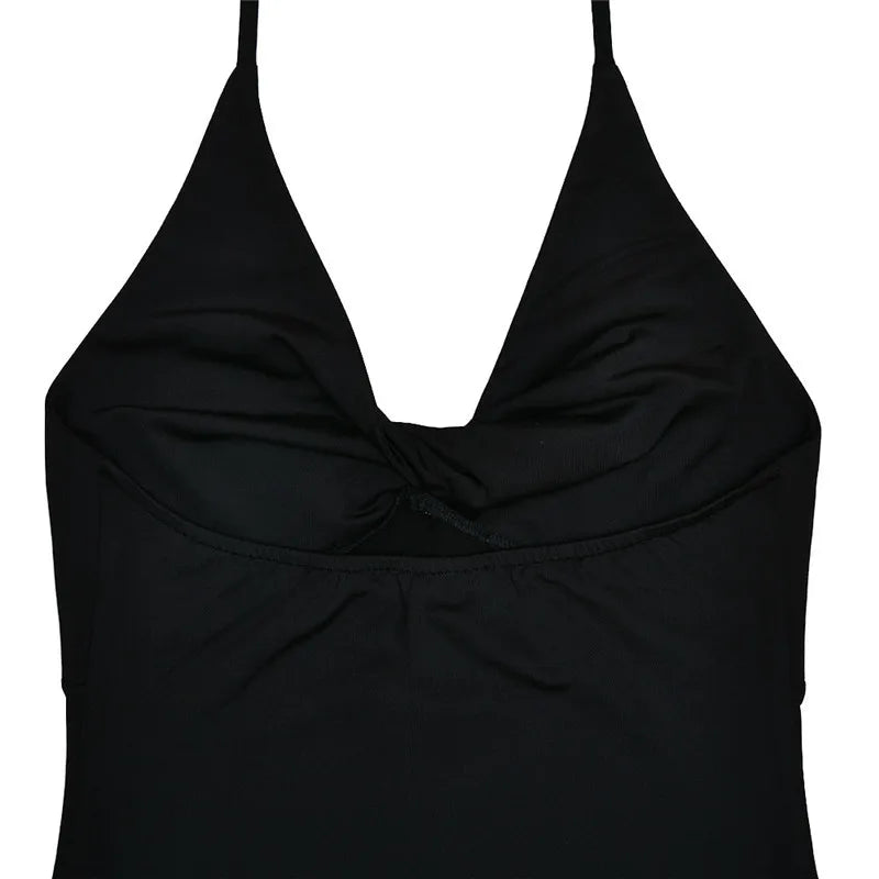 שמלת מקסי בעיצוב שסע צווארון V קשירה בצוואר - רז