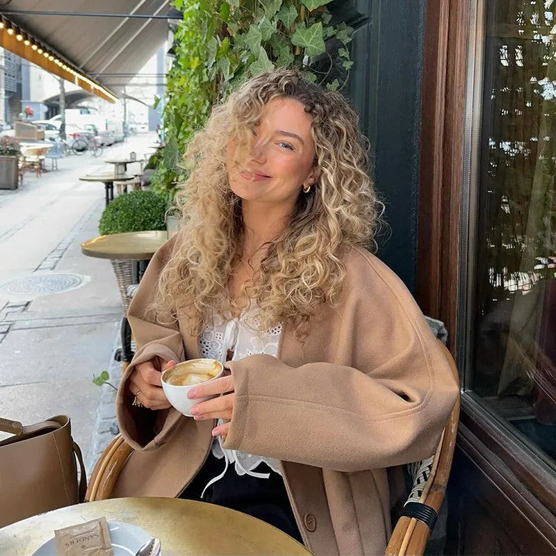 ג'קט צמר קצר סגירת כפתורים - לילי