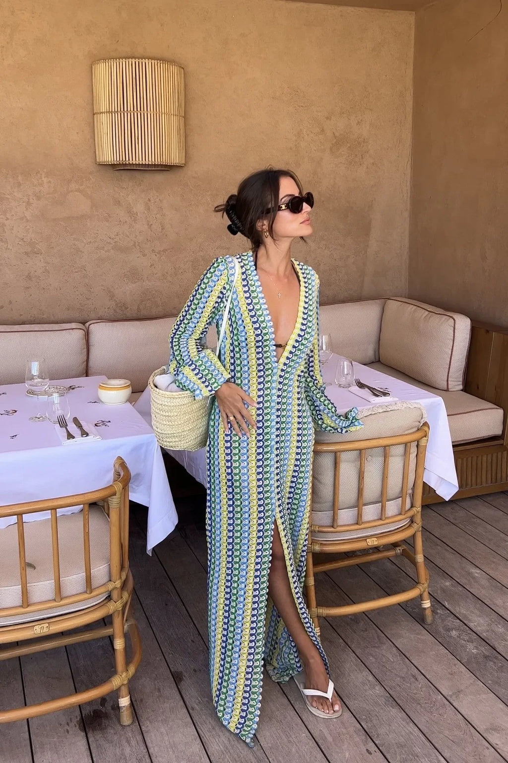 שמלת חוף מקסי קרושה בעיצוב שסע - Laila