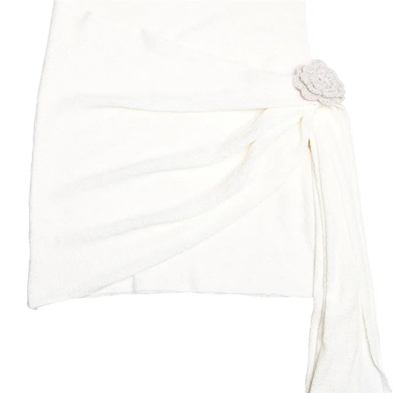 שמלת מיני סרוגה בעיצוב פרח ושובל גב פתוח - מאליה