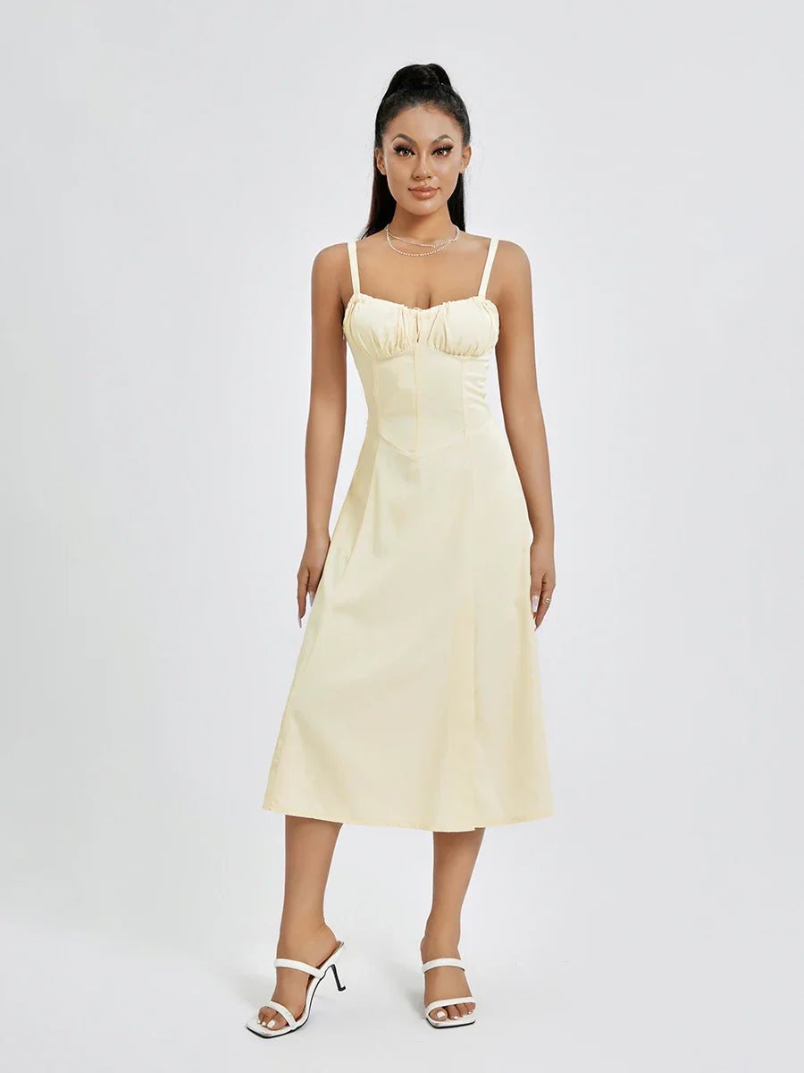 שמלת מידי קיצית בעיצוב כפרי בעיטור שסע - אלדורי