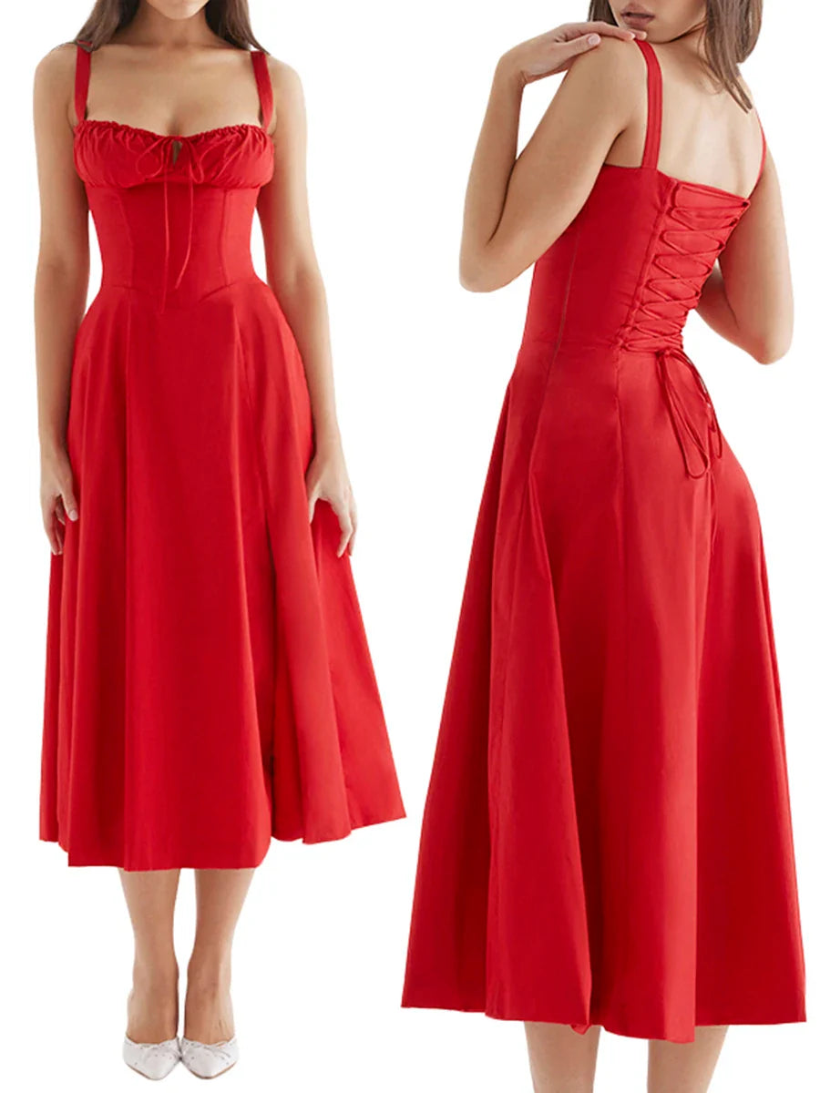 שמלת מידי קיצית בעיצוב כפרי בעיטור שסע - אלדורי