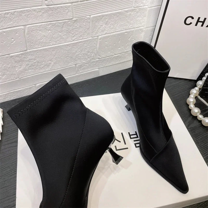 Silk satin pointed toe boots - Liran