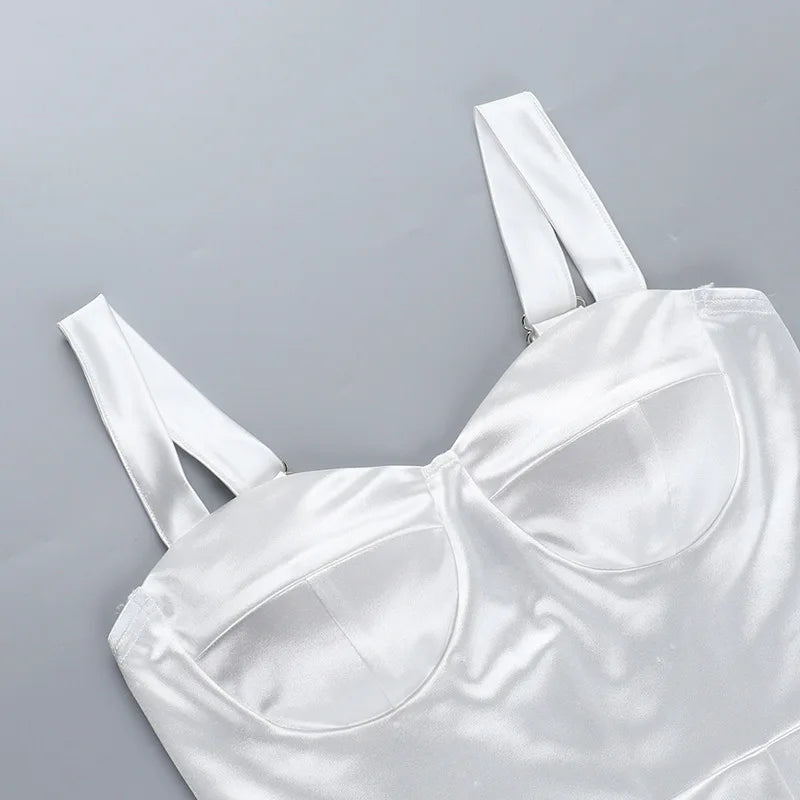 שמלת מיני סאטן בעיטור שסע - אנט