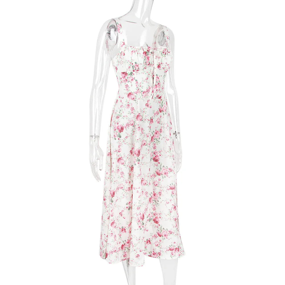 שמלת מידי קיצית בעיצוב כפרי בעיטור שסע - אנג'ליקה