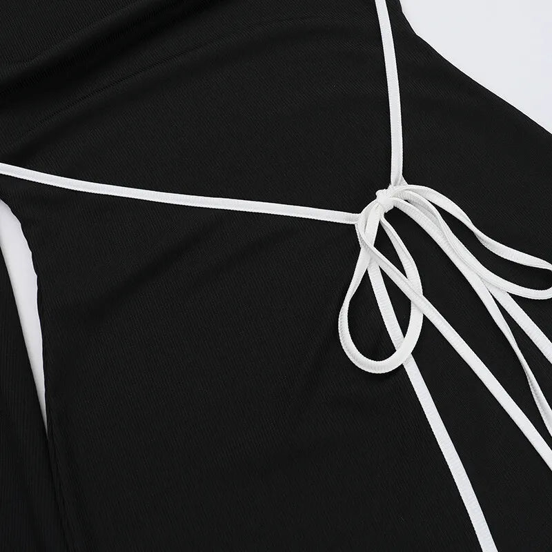 שמלת מידי סרוגה שרוול אחד בעיטור קשירת מעטפת - תהילה