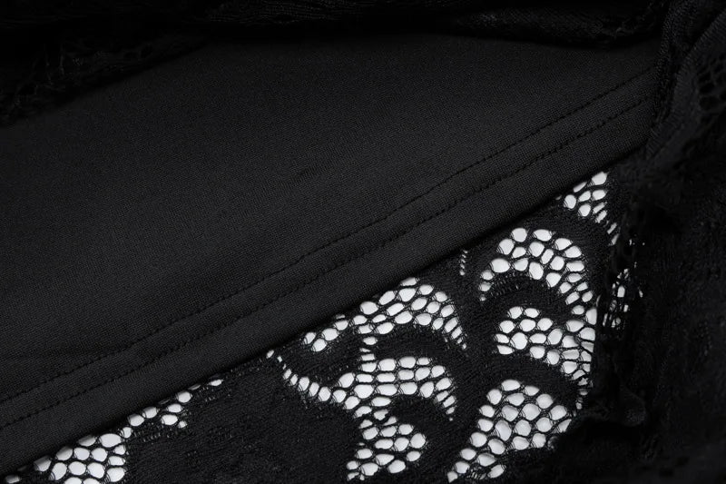 שמלת מקסי תחרה צווארון חצי גולף בשילוב תחתית אטומה - Zahra