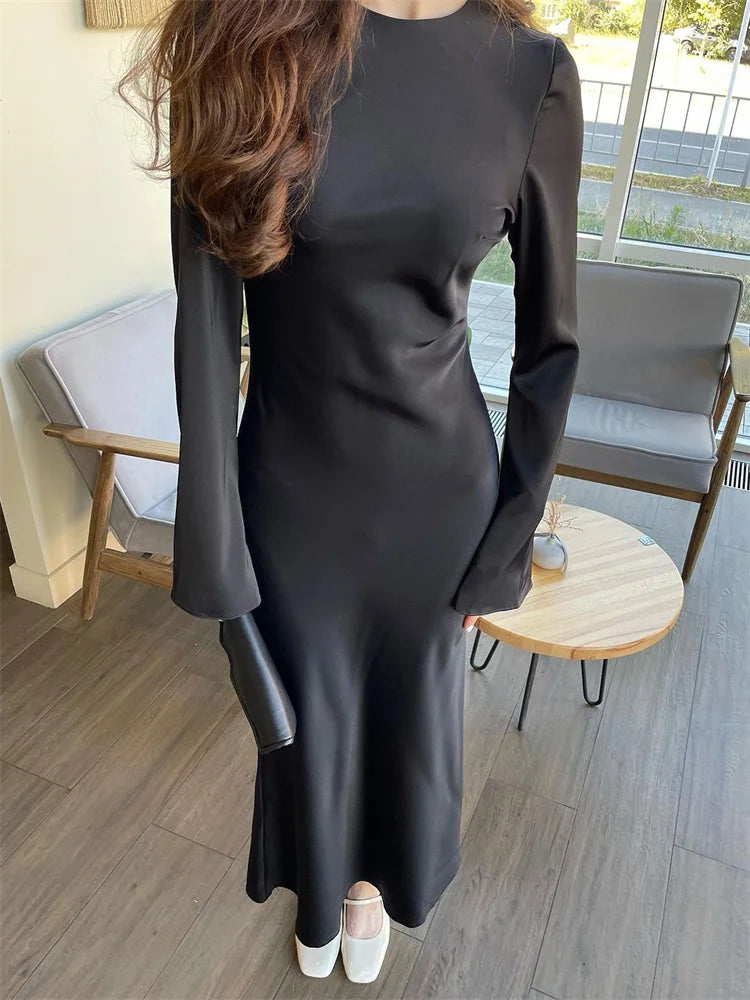 שמלת מקסי סאטן - דקל