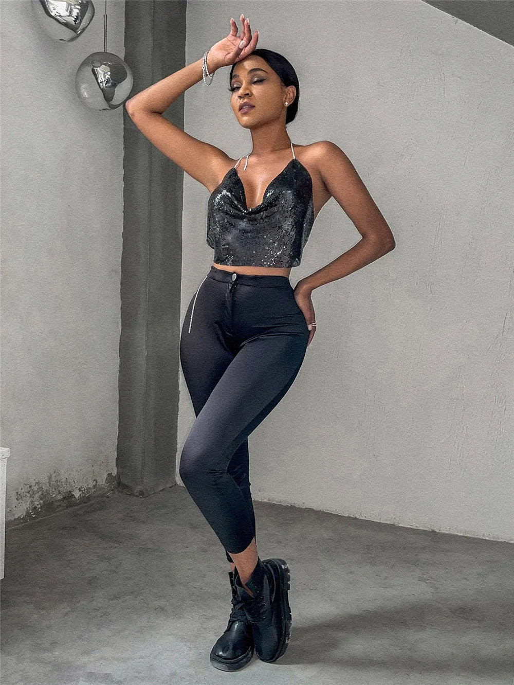 טופ זרקונים מנצנץ צווארון נופל - Harley