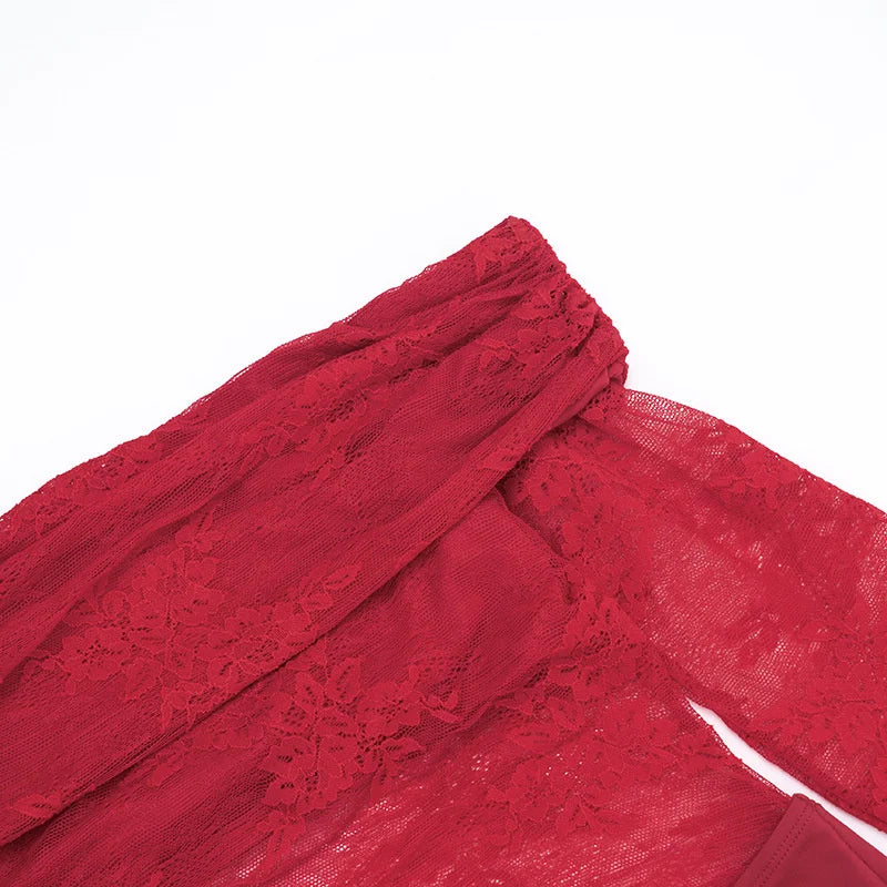 Off-the-shoulder maxi dress with lace and slit - LOLA