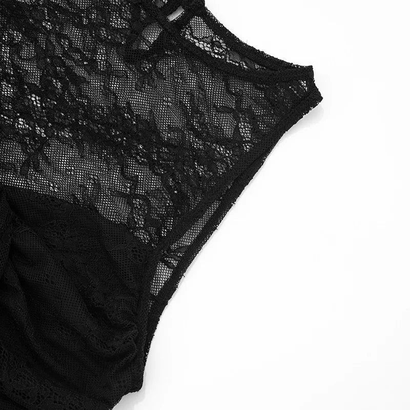 שמלת מיני כיווצים בעיצוב תחרה  - ניה