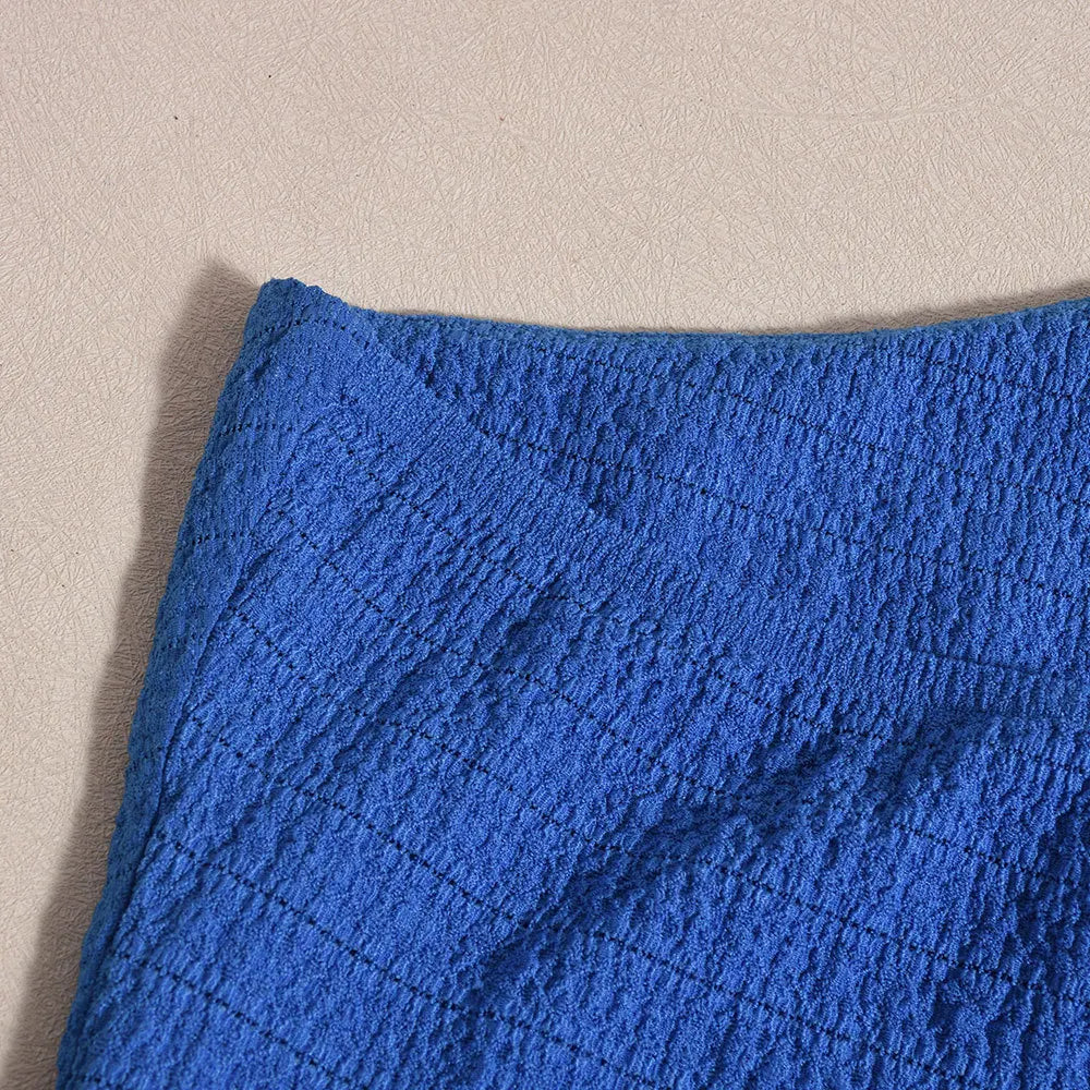 שמלת מקסי קולר סרוגה בד כיווצים גב פתוח - Miley