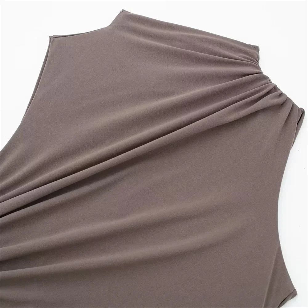 שמלת מקסי אלגנטית צמודה בעיצוב כיווצים - לוזיאנה