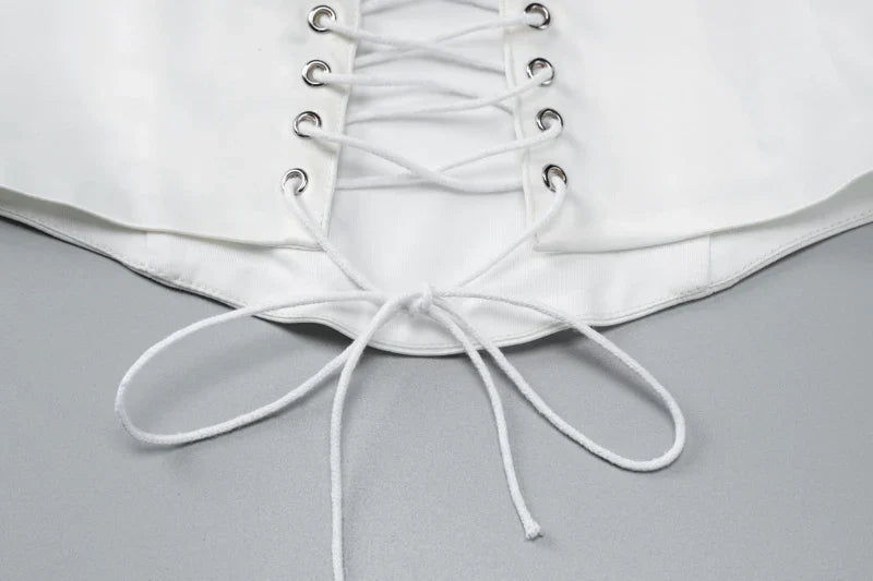 סט סאטן שני חלקים טופ סטרפלס וחצאית מקסי - סיאנה