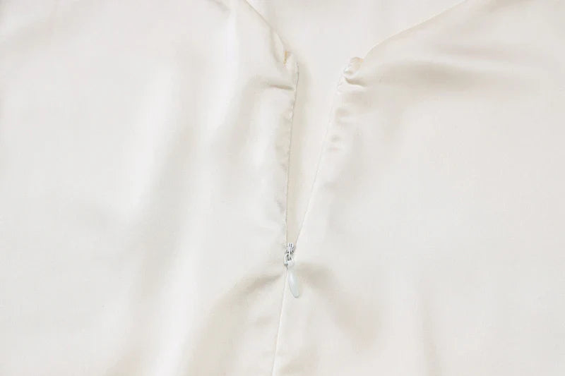 שמלת מקסי סאטן בעיטור שיפון גב פתוח - גרייסי