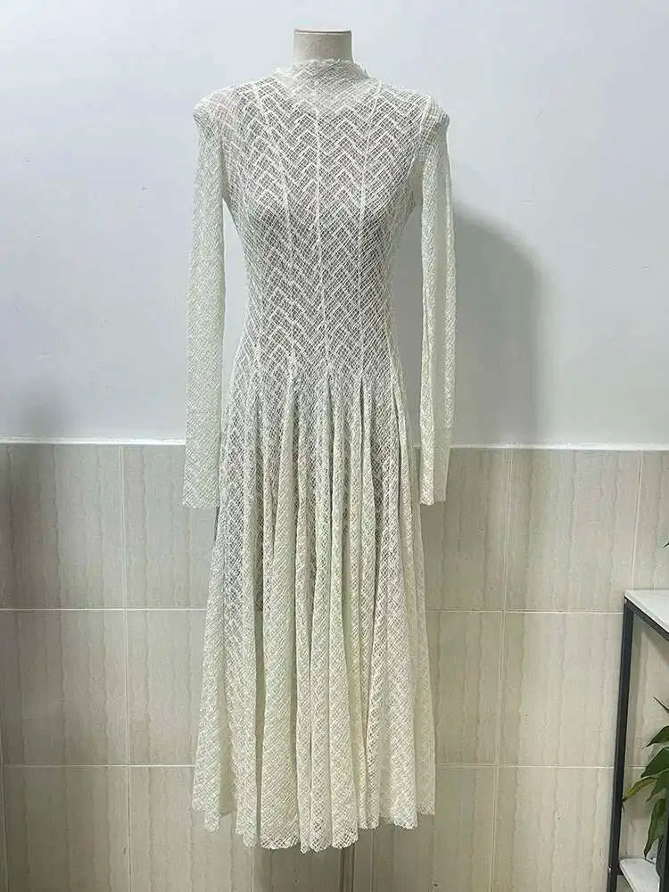 שמלת מקסי ערב יוקרתית בעיצוב ארוג בגזרת A - ליבי