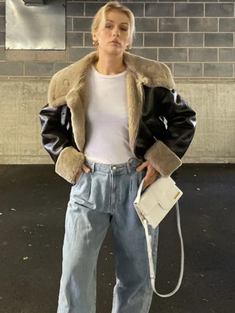 מעיל עור פרווה פנימית - קנדי