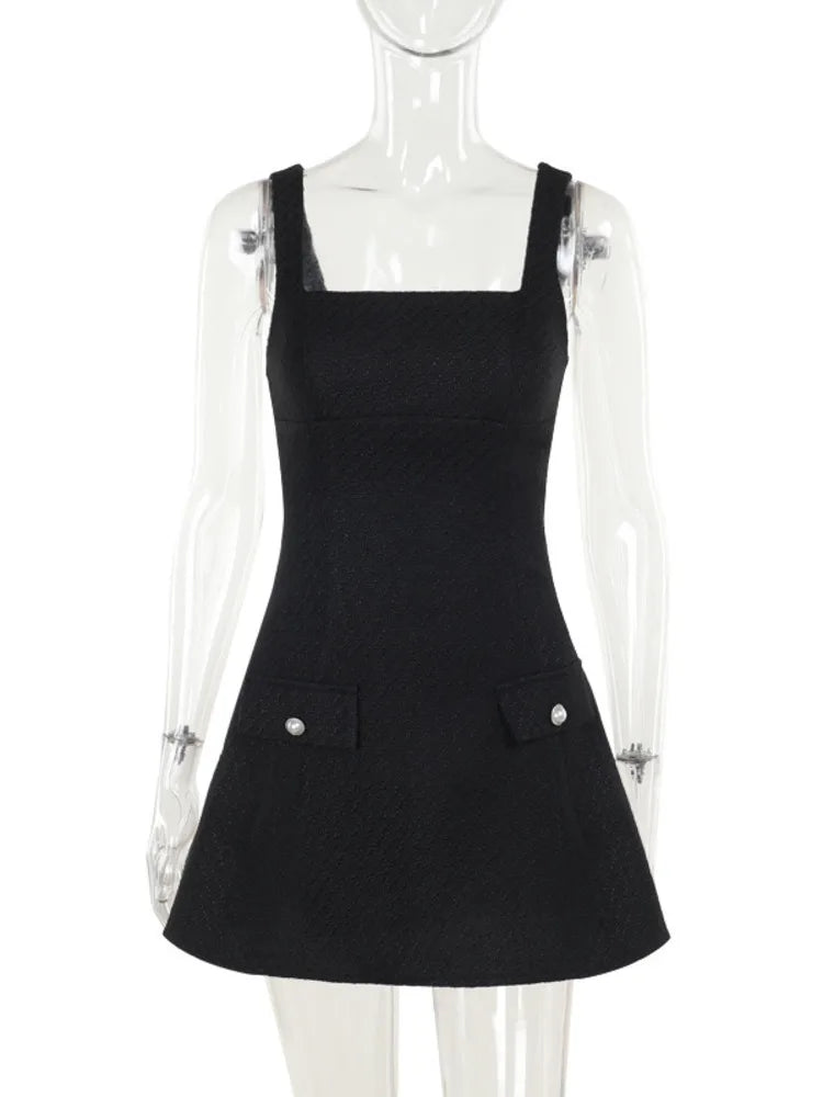 שמלת מיני בד ארוג בגזרת A בעיטור כיסים - מילי