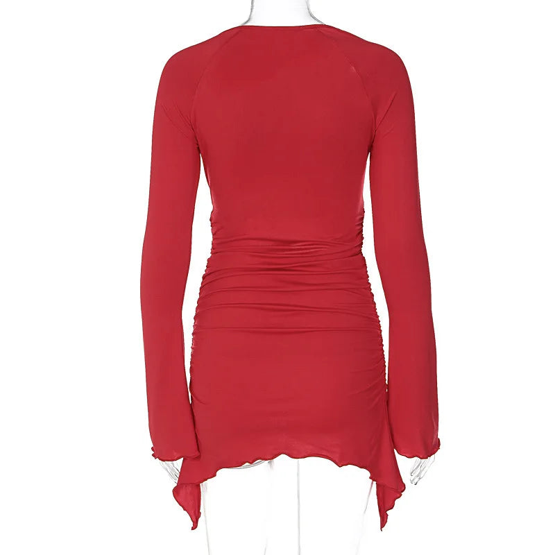 שמלת מיני בעיצוב אסימטרי ופתחים - LOLITA