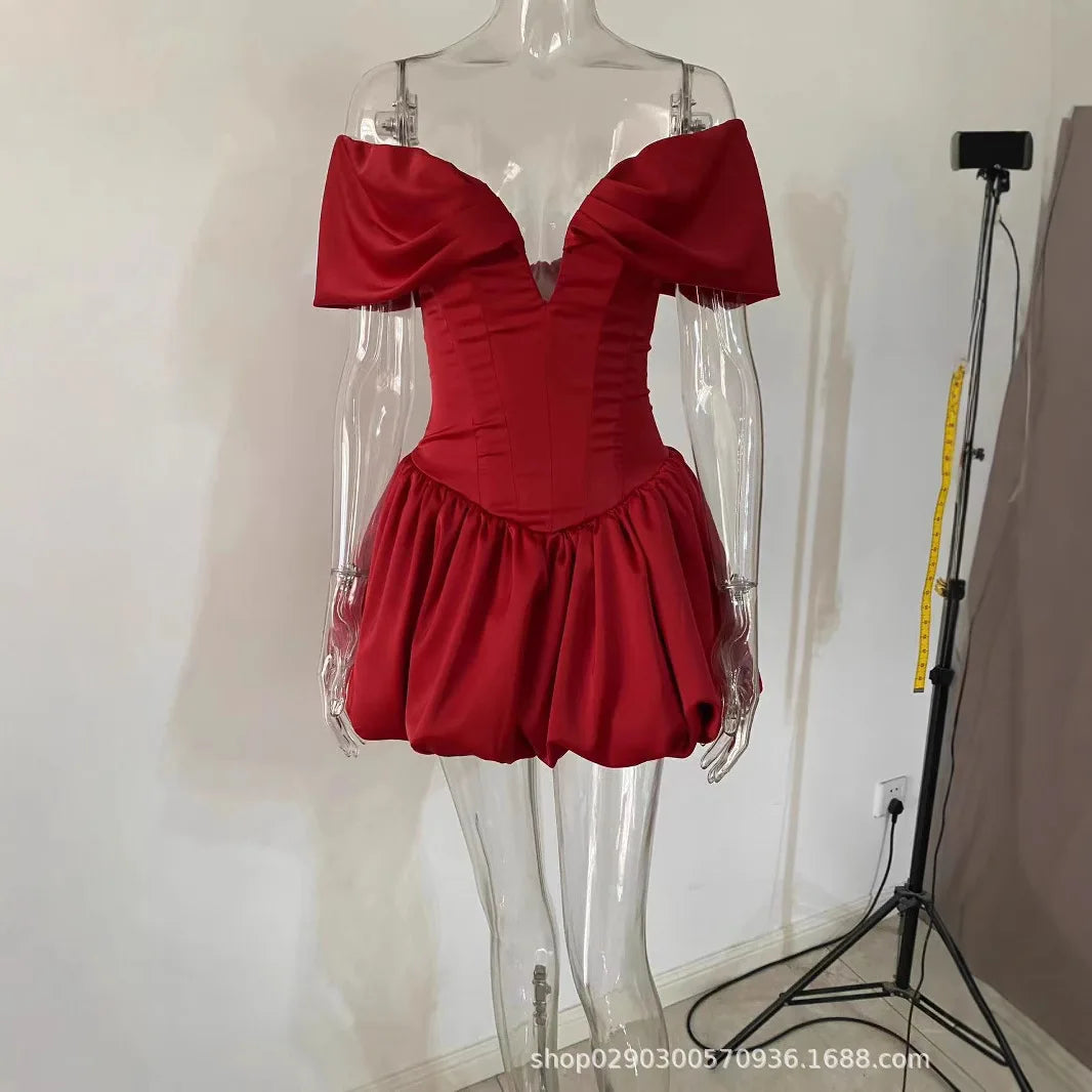 שמלת מיני בלון כתפיים חשופות - Greta