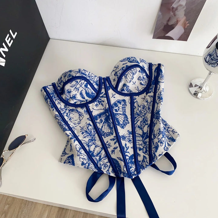 Corset with flower and butterfly design