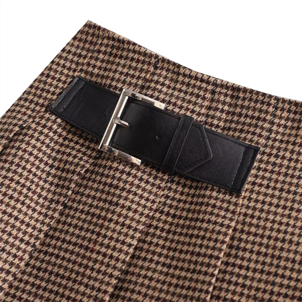 סט שני חלקים משובץ סטייל קולג' GIRL חצאית מיני ובלייזר - קוני