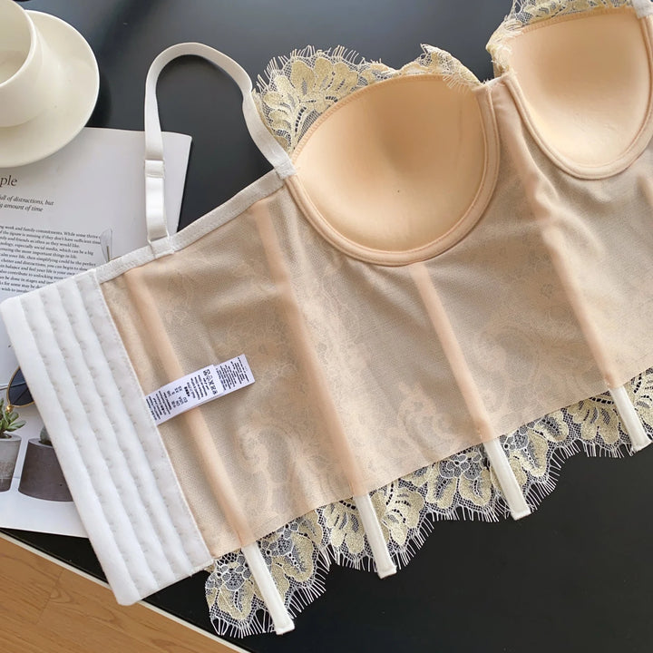 Lace corset with pin closure