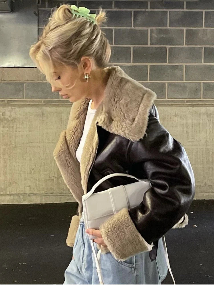 מעיל עור פרווה פנימית - קנדי