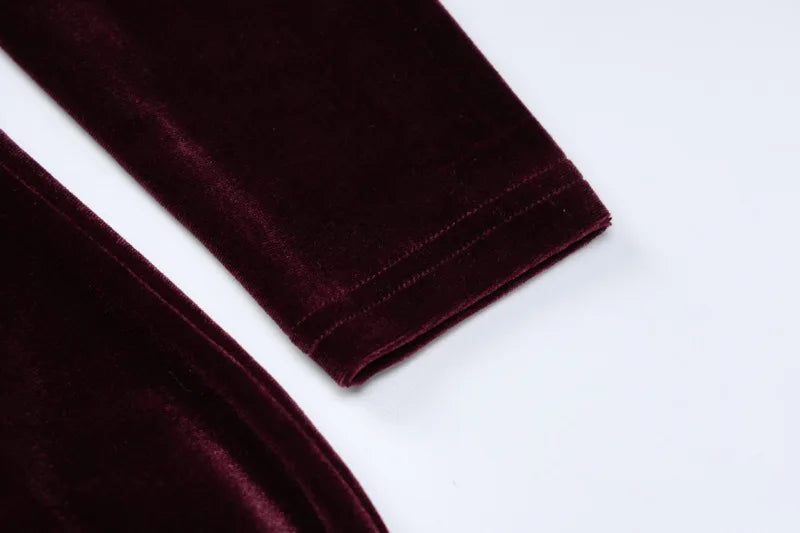 שמלת מקסי קטיפה שרוול אחד גב חשוף - אלינה