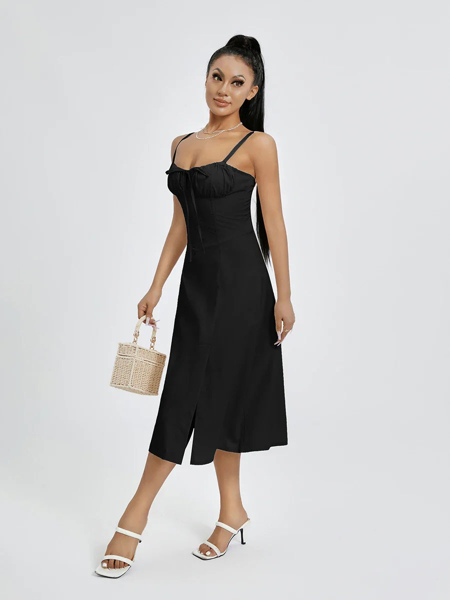 שמלת מידי קיצית בעיצוב כפרי בעיטור שסע - אלדורי