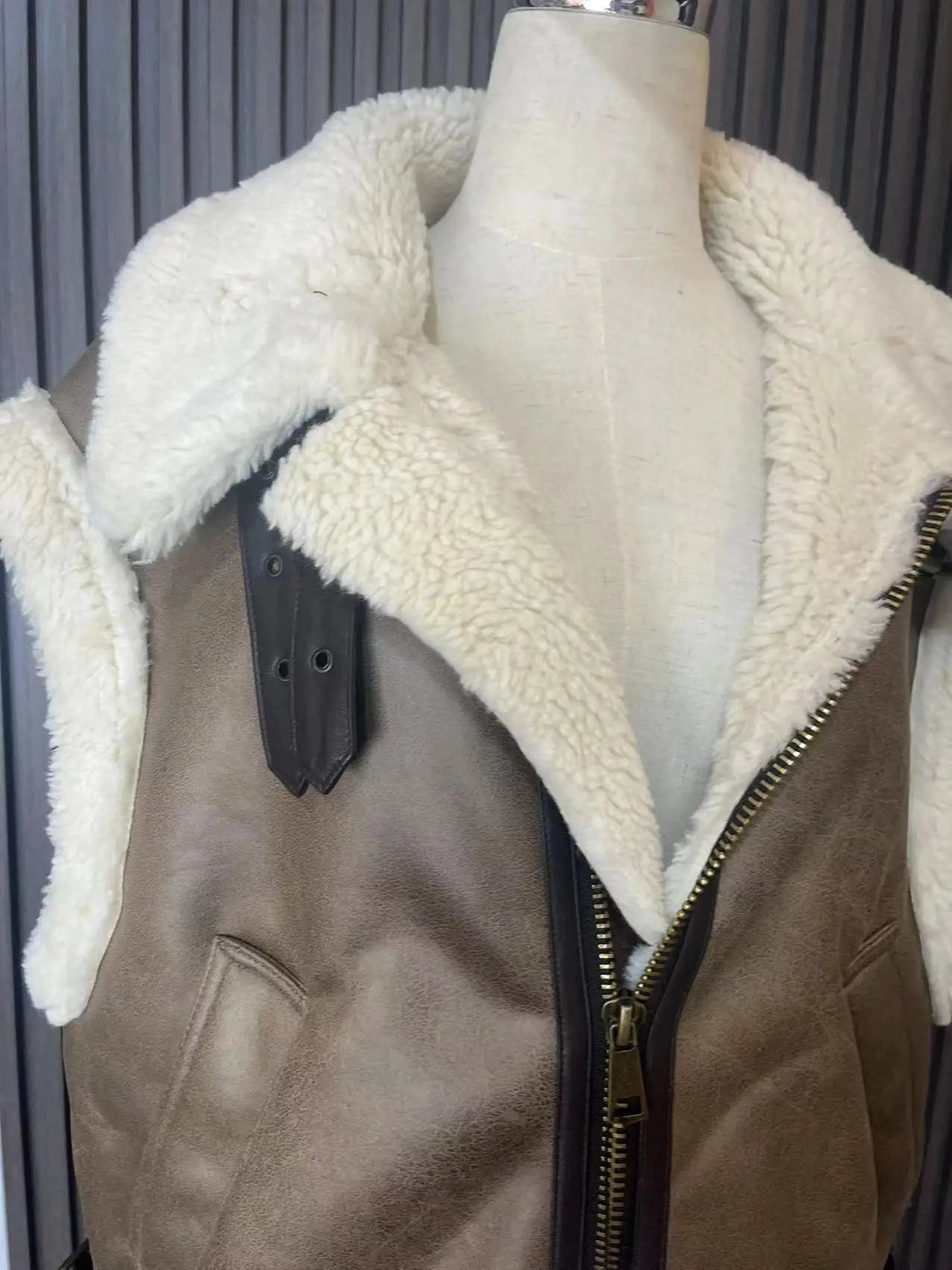 ווסט עור צמר פנימי - קארי