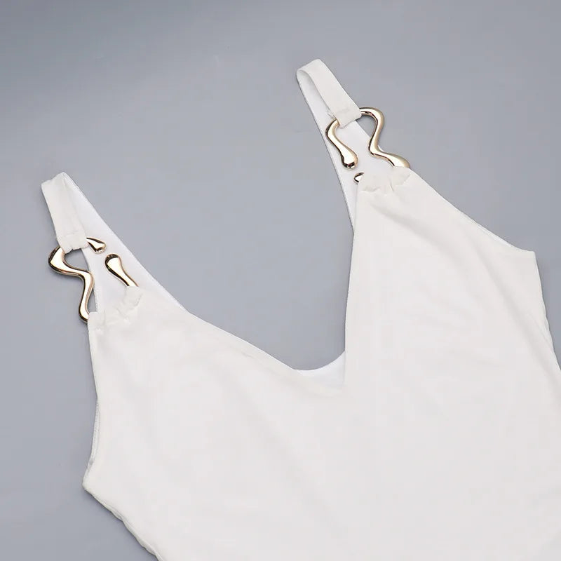 שמלת מקסי שיפון בעיטור אבזמים בכתפיות - מריה