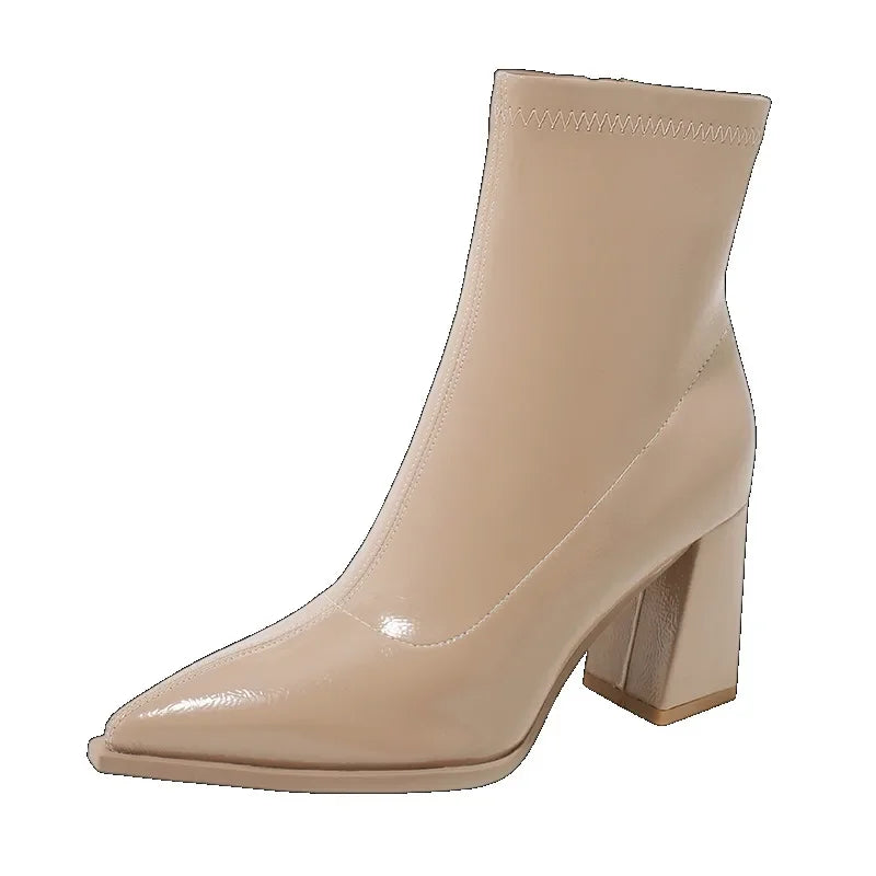 Shiny leatherette heeled boots - Sasha