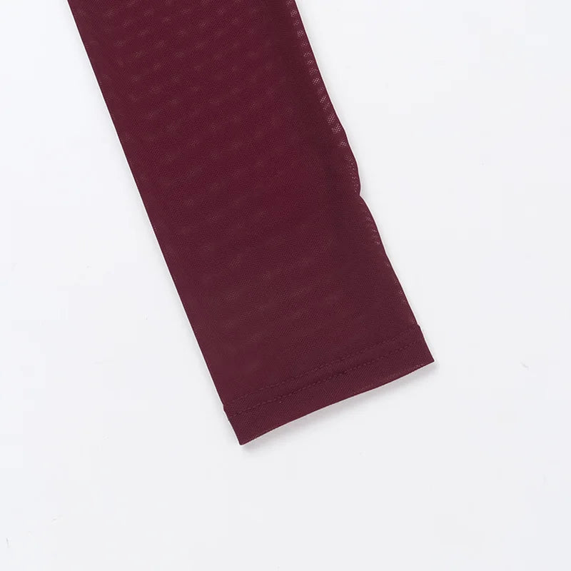 שמלת מידי קטיפה בעיטור קיפולים כתפיים חשופות שרוולי רשת - Johanna