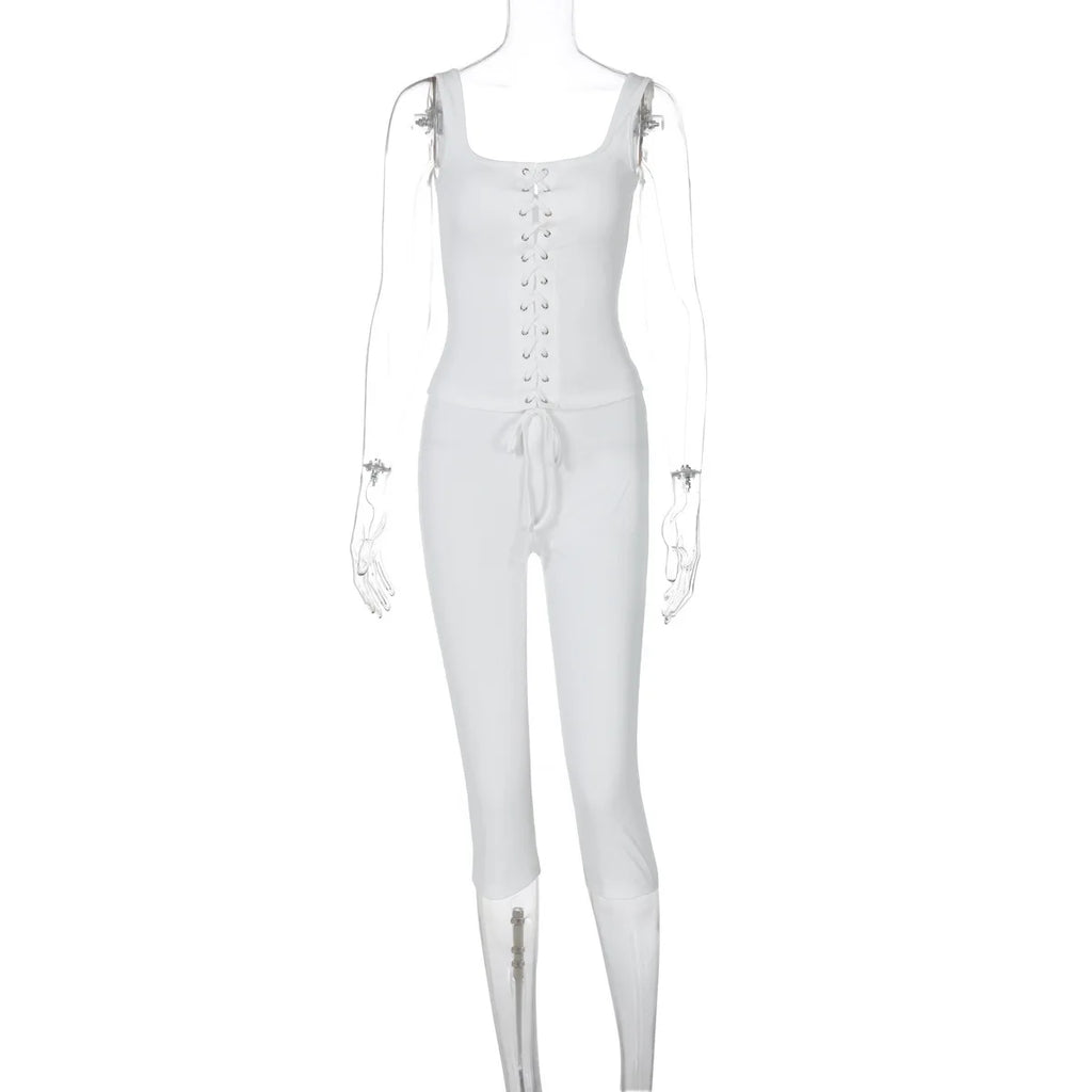 סט שני חלקים טופ קשירה וטייץ שלושת רבעי - נדיה