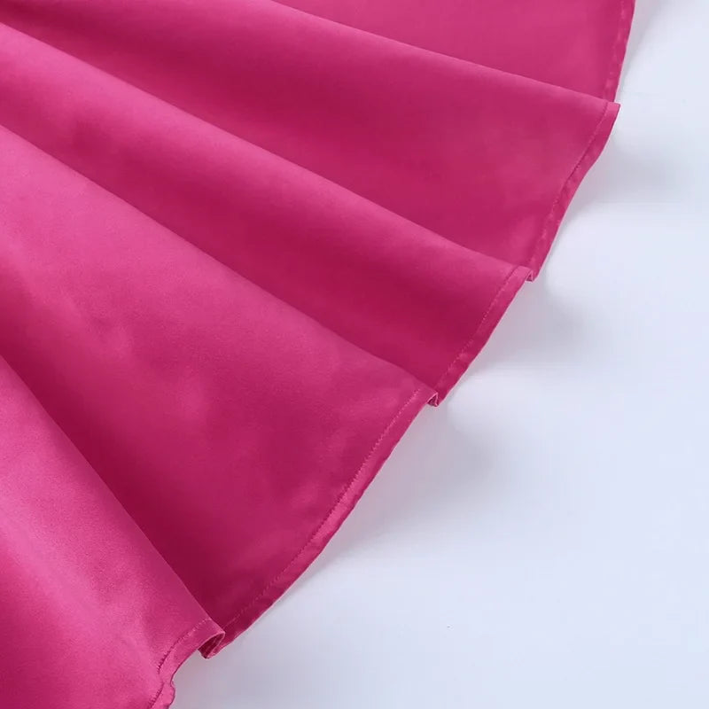 שמלת מיני סאטן בגזרת A כתפיות זרקונים - MIEL