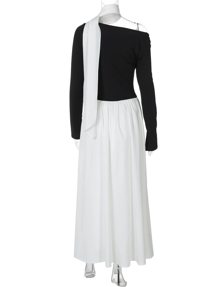 Maxi Dress with Scarf Decoration - NESSIA
