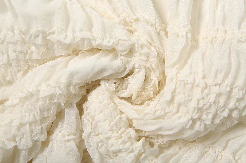 סט שני חלקים בעיצוב שיפון וכיווצים טופ קשירה וחצאית מקסי - אורורה